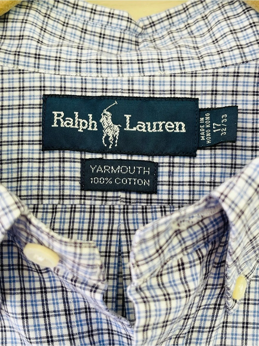 Polo Ralph Lauren Yarmouth Blue, Black & White Check Shirt Size 17 32/33